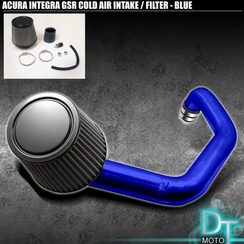 Stainless washable cone filter + cold air intake 94-01 integra gsr blue aluminum