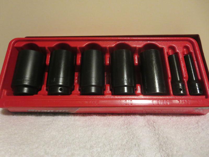 New snap-on 1/2" dr 7 pc 6 pt deep sae impact socket set  317sim add on set 