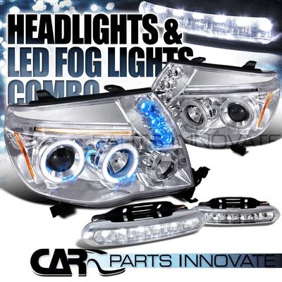 05-11 toyota tacoma crystal chrome halo projector headlights+6-led fog lamps