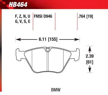 3-series hawk hps brake pads - hb464f764