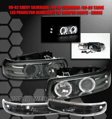 99-02 silverado halo smoke projector head lights+bumper