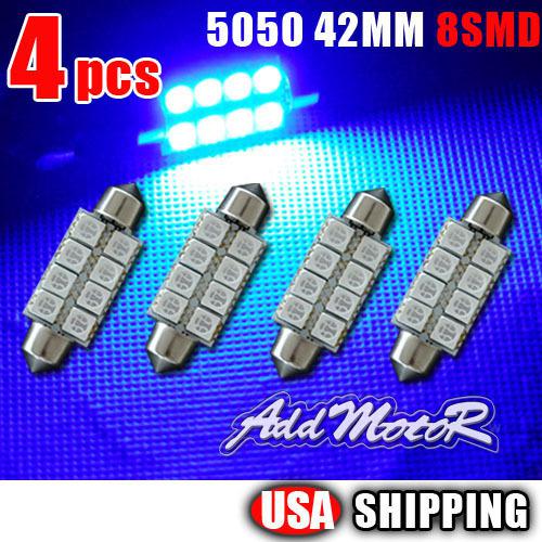 4 x blue 42mm 5050 8smd festoon dome map interior led light bulb 211-2 578 579