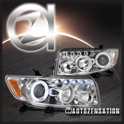 08-10 scion xb chrome clear halo led drl projector headlights pair