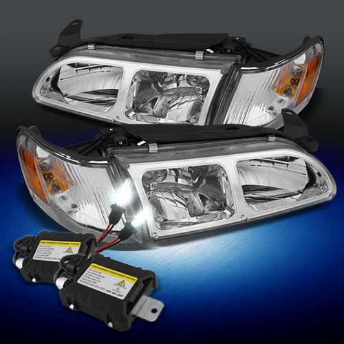 93-97 corolla clear crystal headlight w/amber corner+6000k slim ballast hid kit