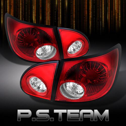 03-08 toyota corolla ce le s xrs jdm red clear led 4pcs tail lights lamps pair