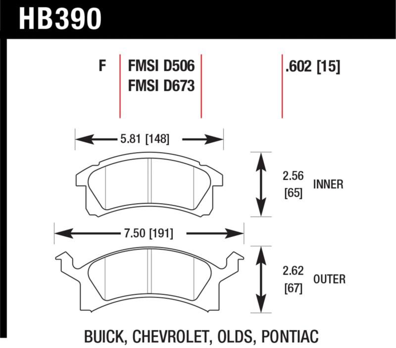 Hawk performance hb390f.602 disc brake pad