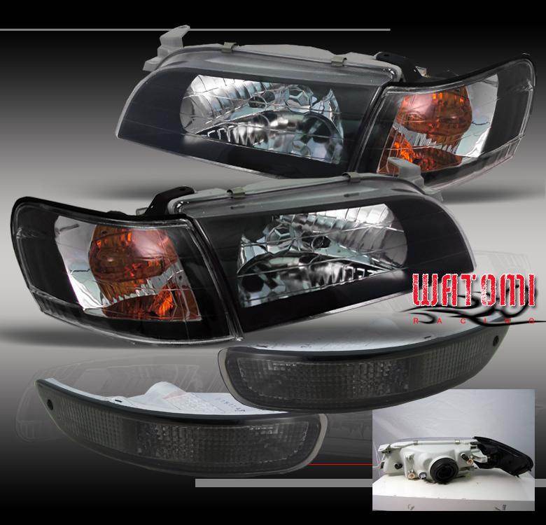 93-97 toyota corolla blk head light+corner+smoke bumper