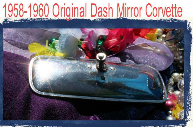 Corvette 1958 1959 1960 original stainless dash mirror s logo excellent shape