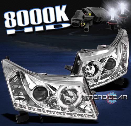 11 12 chevy cruze halo drl led chrome projector headlight w/hid 8000k left+right