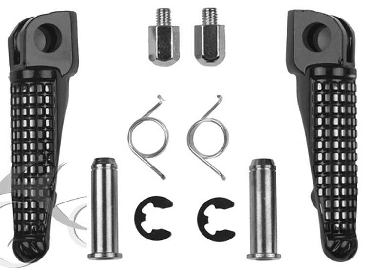 Black front footrests foot pegs kawasaki ninja zx6r zx10r z750 z1000 er6r pair