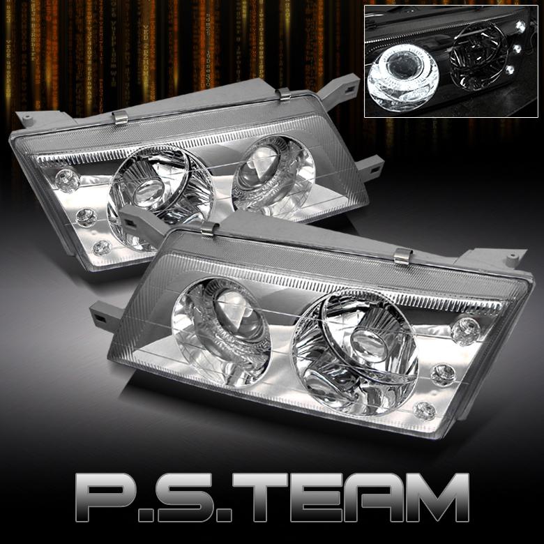 95-98 nissan sentra/200sx chrome halo projector led headlights lamps left+right