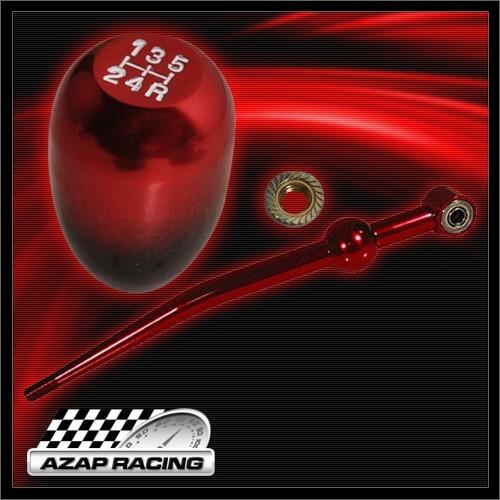 Jdm red short shifter + t-r style 5-speed 2 tone gear konb fit for honda & acura