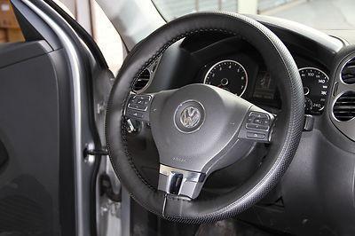 Ford dodge black pvc leather steering wheel wrap cover w/ needle thread diy