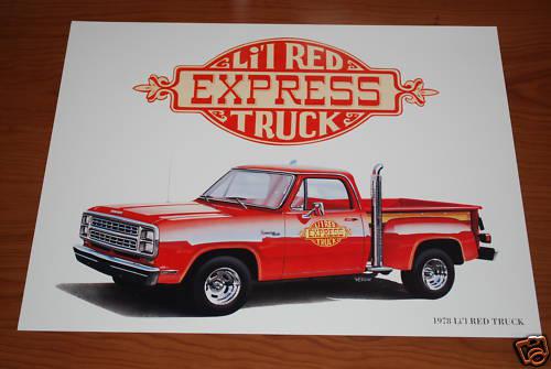 ★★1979 dodge li'l red express mopar art 78 79 truck lil little red pickup★★