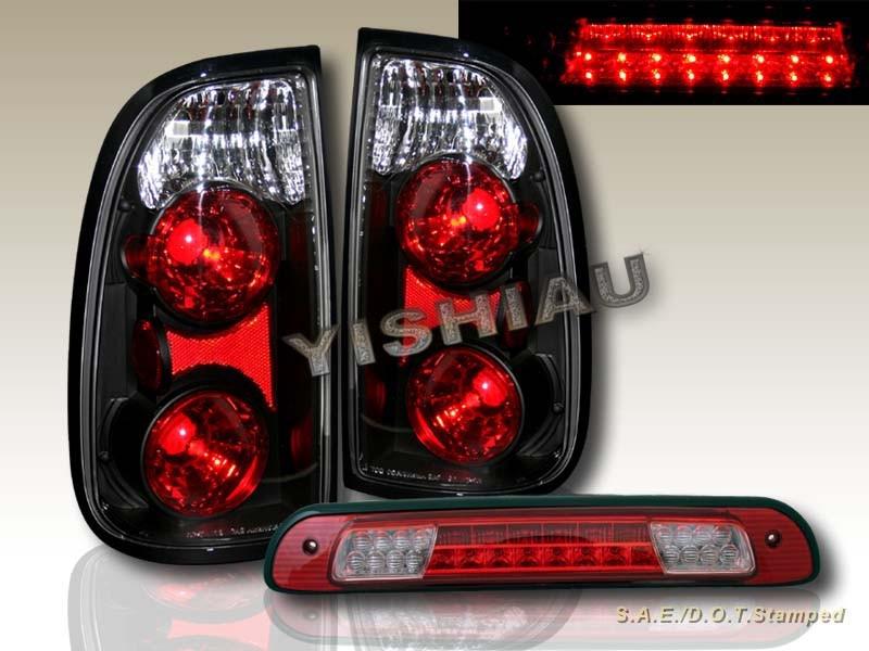 00-04 toyota tundra standard / access cab tail lights clear blk+ led brake light