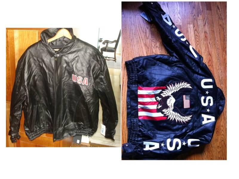 Black leather eagle/american/u.s.a. flag jacket - men's 4x- new michael michelle