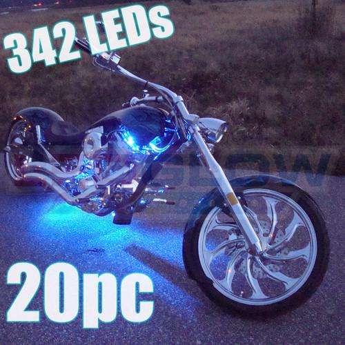 20pc ice blue led motorcycle lighting light kit for harley fatboy w 342 leds