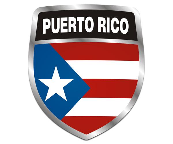 Puerto rico flag shield decal 5"x4.3" vinyl car bumper sticker zu1