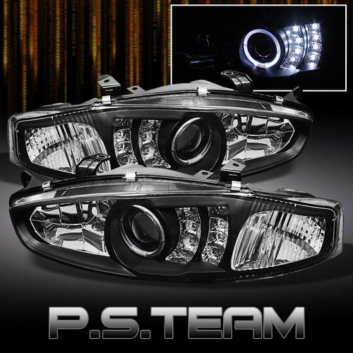 97-02 mirage 2 door halo led black projector headlights lamp head light pair set