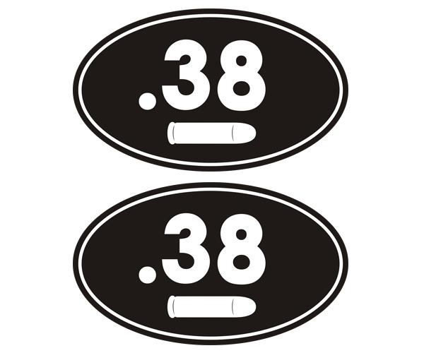 .38 cal ammo can decal set 3"x1.8" oval 38 handgun bullet gun sticker zu1