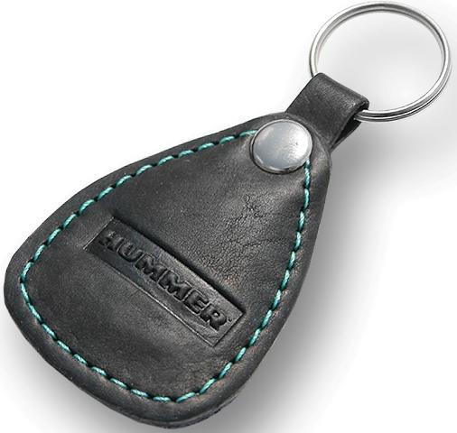 New leather black / turquoise keychain car logo hummer auto emblem keyring