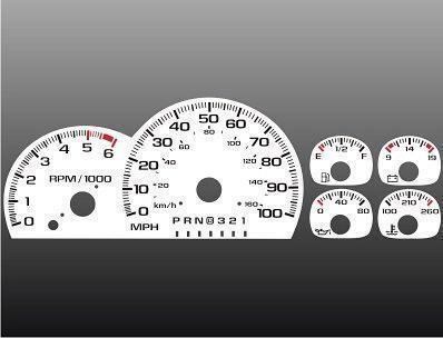 1996 chevrolet truck instrument cluster white face gauges 95-98