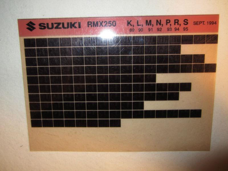 1989-1995 suzuki motorcycle rmx 250 k l m n p r s microfiche parts catalog  