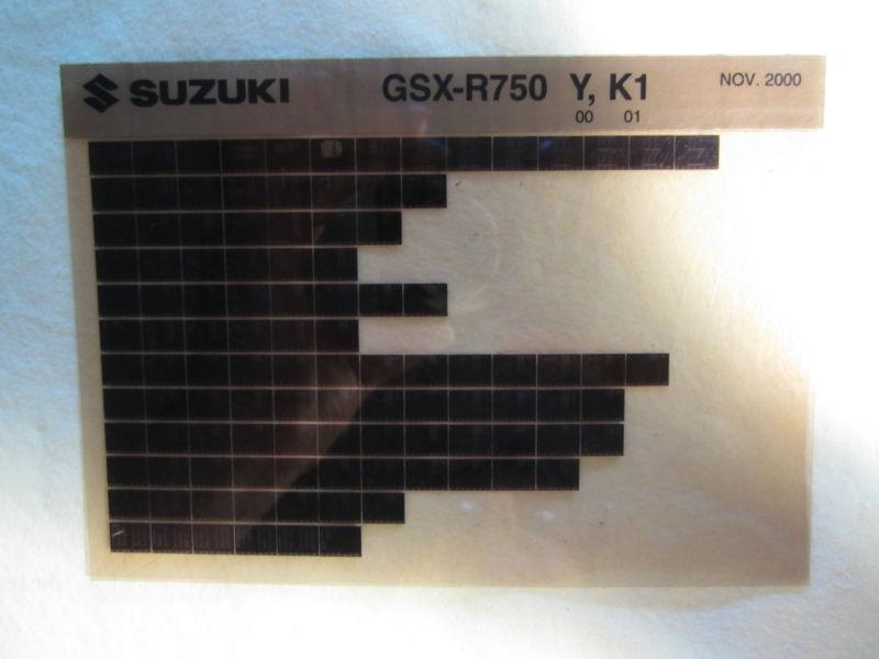 2000-2001 suzuki motorcycle gsx r750 y k1 microfiche parts catalog r 750 