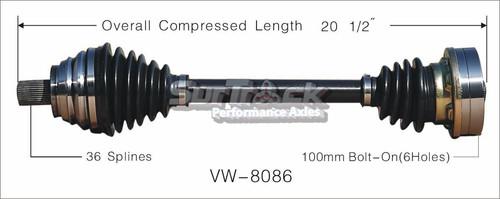 Surtrack perf axles vw-8086 cv half-shaft assembly-new cv axle shaft