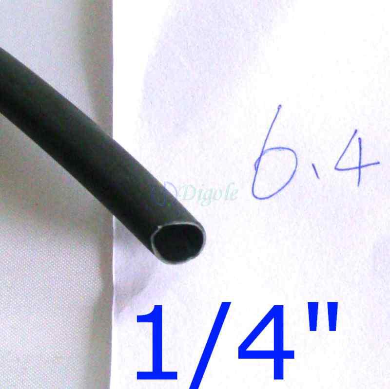 2 ft 1/4 in/6.4mm dia. adhesive lined heat shrink tubing tube black waterproof