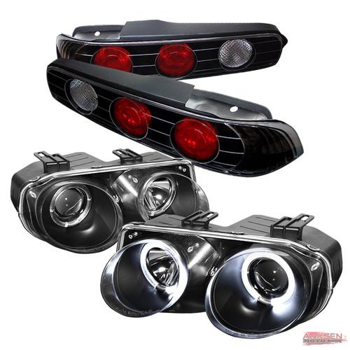 98-01 acura integra 2dr dc2 dual halo projector headlights+black tail lights set