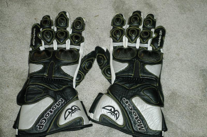 Moto gp track racing leather gloves black size xl