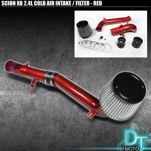 Stainless washable cone filter + cold air intake 08-12 scion xb red aluminum