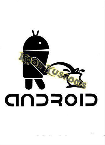 Vinyl decal sticker android peeing on apple , funny...car truck window