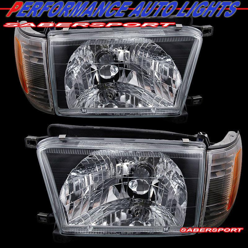 1996-1998 toyota 4runner jdm black headlights + corner signal lights 4pcs combo