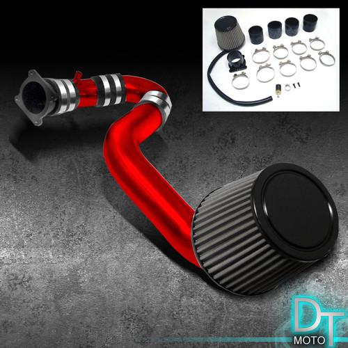 Stainless washable cone filter + cold air intake 02-06 altima 4cyl red aluminum