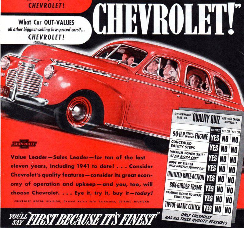 Vintage  1941  chevrolet  sedan  &  ac  oil  filter  ad- 10 1/2 " x 13 1/2 "