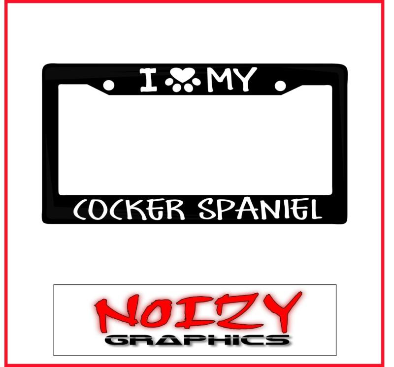 Family dog license plate car sticker decal frame i love paw my cocker spaniel