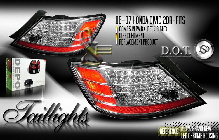 Depo pair euro style chrome altezza tail lights w/ led 06-07 honda civic coupe