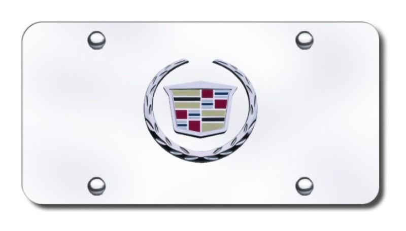 Cadillac (new) logo chrome/chrome license plate made in usa genuine