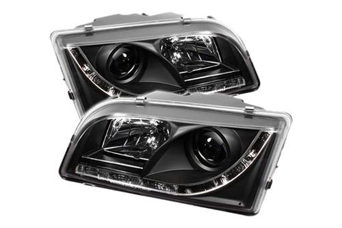 Spyder vos4097drl black clear projector headlights head light w leds drl