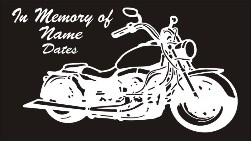 In memory of motorcycle fatboy harley biker vinyl decal window sticker