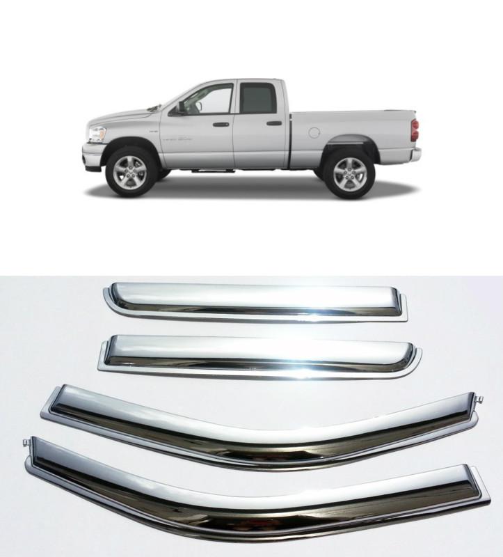 New premium chrome window visor 4 pc for dodge ram quad cab 2002-2008