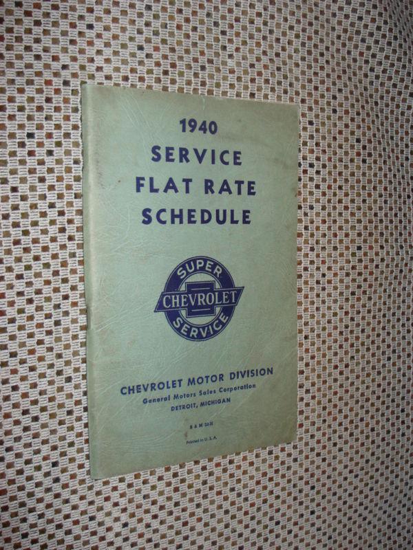 1940 chevy service schedule manual original book rare!!