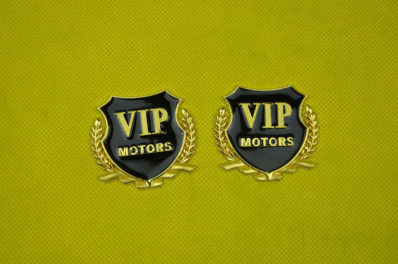 2 pcs vip gold motors chrome metal side trunk badge sticker emblem auto 3d