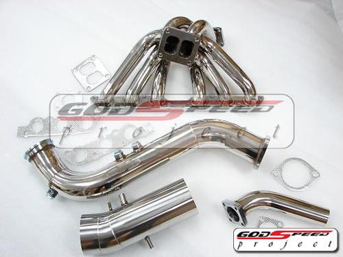 Is300 sc300 supra mk4 2jzge t4 2j stainless turbo exhaust manifold+3" downpipe