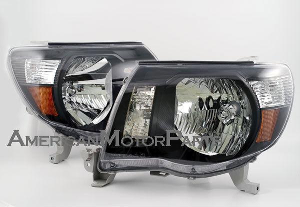 Depo pair euro style black headlights head lamps 05-08 06 07 toyota tacoma