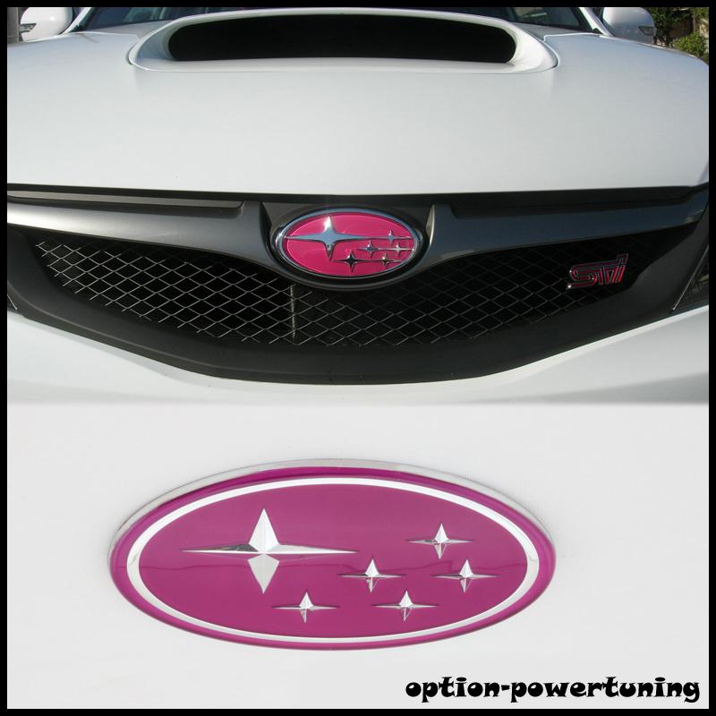 02-05 subaru pink stars logo front grill emblem badge wrx sti impreza grille jdm