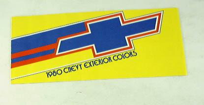 1980 80 chevrolet chevy exterior color chips brochure