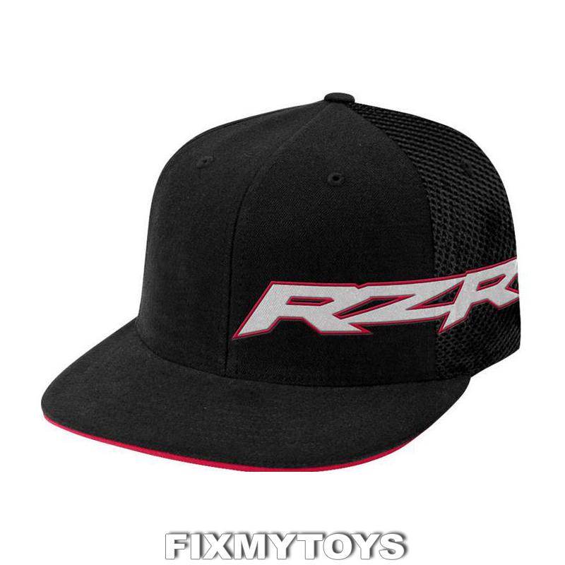 Oem polaris rzr's edge black snap back flat brimmed cap one size fits most